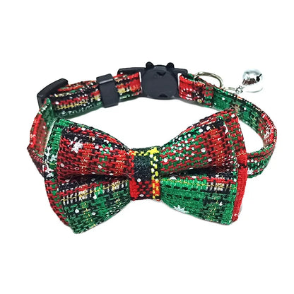 Plaid Breakaway Cat Collar with Bow Tie & Bell – Adjustable Safety Collar for Cats and Kittens