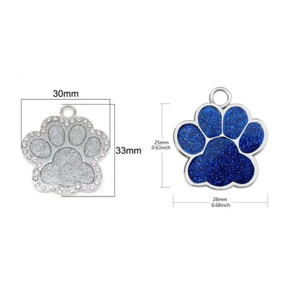 Personalized Pet Name Tag – Engraved Paw Print Collar Pendant for Dogs & Cats