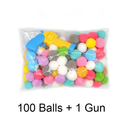 Cat Plush Ball Launcher Toy – Interactive Mini Shooting Game with Soft Plush Balls for Indoor Cats & Kittens