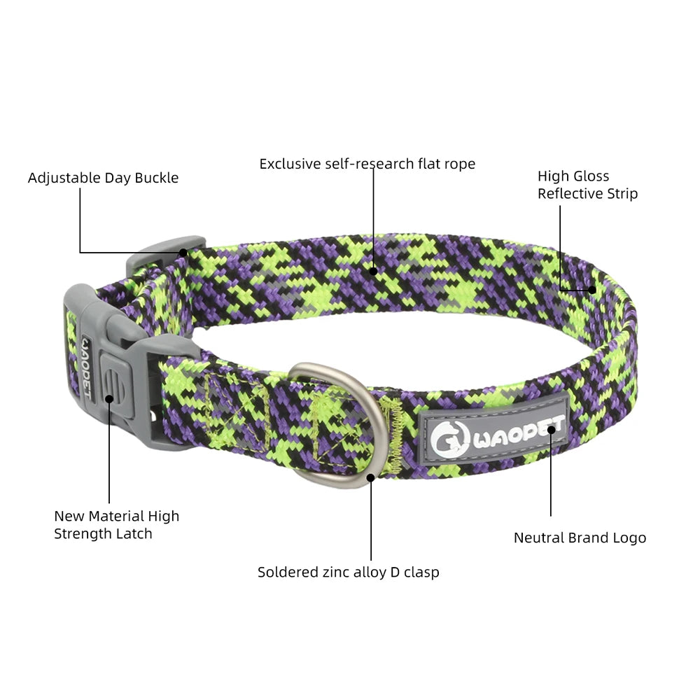 Adjustable Reflective Dog Collar – Durable Nylon Collar for Medium & Large Dogs