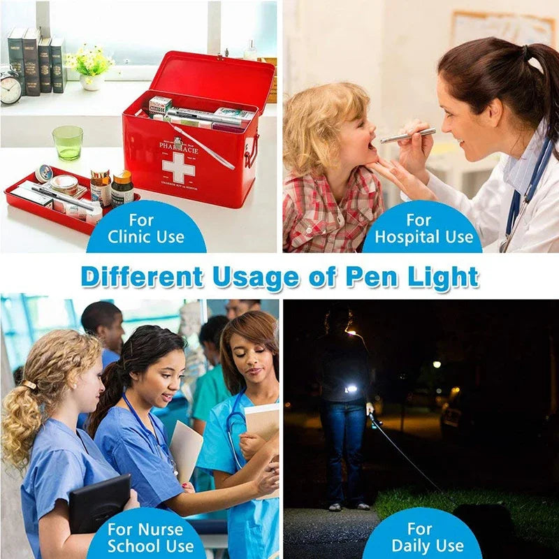 USB Rechargeable LED Pen Light – Portable Medical Inspection Flashlight with Stainless Steel Clip for Nurses, Doctors & Veterinary Use