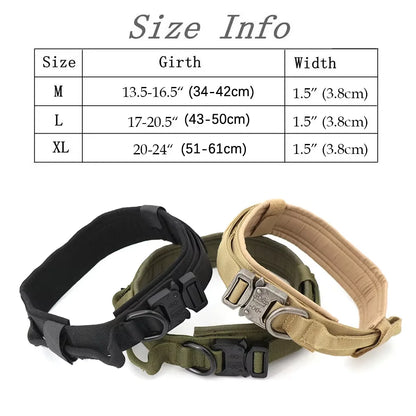 Adjustable Tactical Dog Training Collar & Leash Set – Durable Control Handle for All Breeds