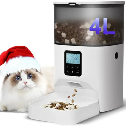 4L Automatic Pet Feeder – Timed Food Dispenser with 10-Second Voice Recorder, Up to 8 Meals Per Day for Cats & Dogs