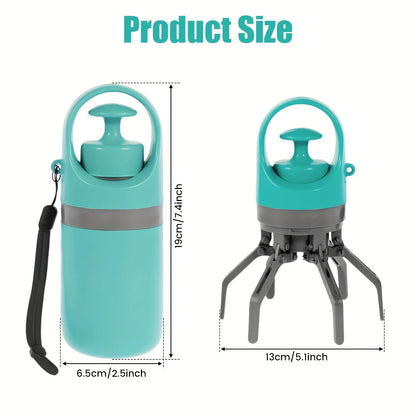 5pcs Portable Dog Poop Scooper with Bag Dispenser - Durable Plastic, Teal, Claw Design for Efficient Waste Pickup, Includes Leak-Proof Bags, Ideal for Outdoor Use