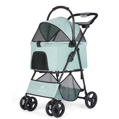 3-in-1 Pet Stroller with Removable Carrier – Foldable All-Terrain Stroller with Sunshade for Small & Medium Dogs and Cats