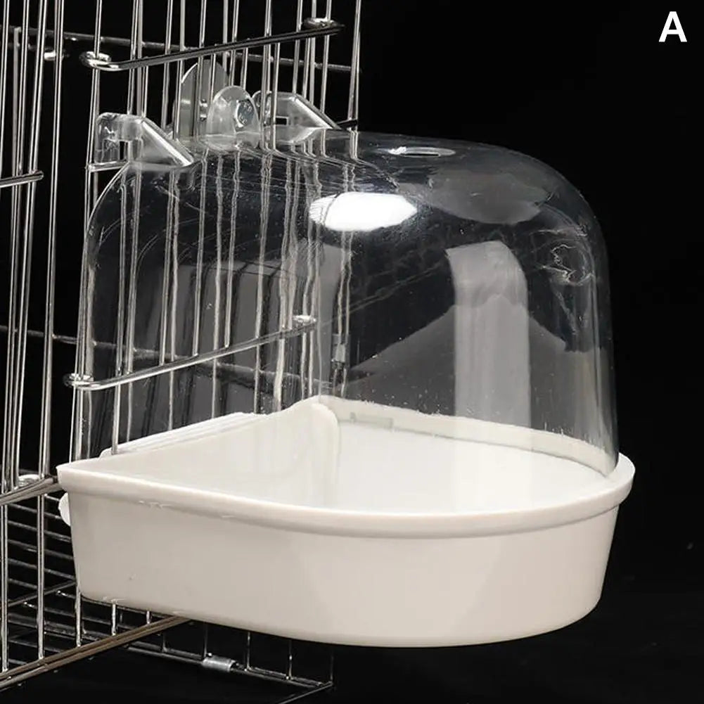 Clear Hanging Bird Bath for Cages – Transparent Bathtub for Parakeets, Budgies, Canaries & Cockatiels