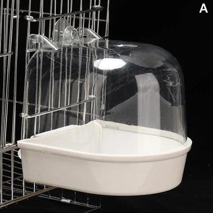 Clear Hanging Bird Bath for Cages – Transparent Bathtub for Parakeets, Budgies, Canaries & Cockatiels