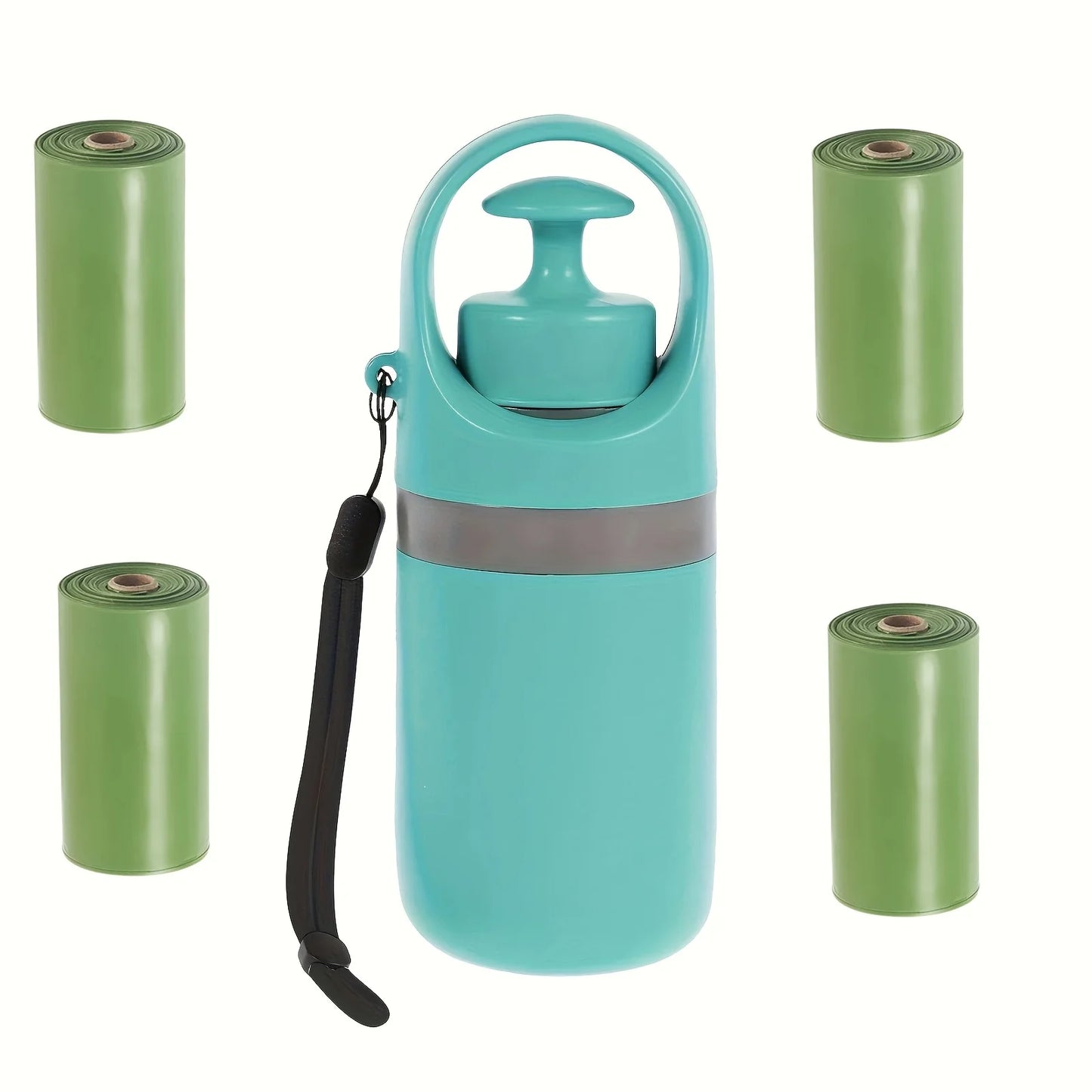 5pcs Portable Dog Poop Scooper with Bag Dispenser - Durable Plastic, Teal, Claw Design for Efficient Waste Pickup, Includes Leak-Proof Bags, Ideal for Outdoor Use