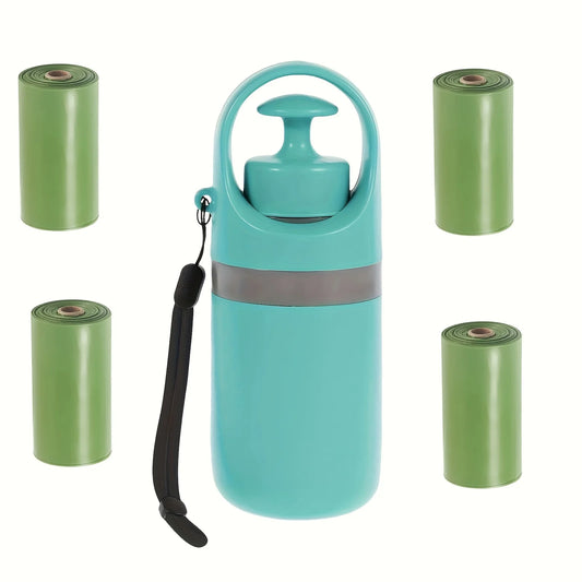 5pcs Portable Dog Poop Scooper with Bag Dispenser - Durable Plastic, Teal, Claw Design for Efficient Waste Pickup, Includes Leak-Proof Bags, Ideal for Outdoor Use