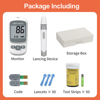Pet Blood Glucose Monitoring Kit – All-in-One Digital Diabetes Testing System for Cats & Dogs, Home or Clinic Use