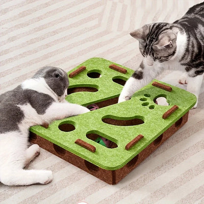Interactive Cat Puzzle Toy Box – Felt Maze Tunnel with Bell Ball for Indoor Cat Entertainment & Enrichment