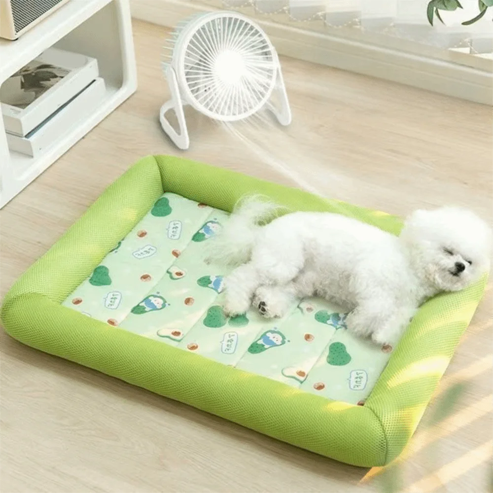 Square Pet Cooling Bed – Soft Breathable Non-Slip Washable Sleeping Pad for Dogs, Cats & Puppies, All-Season Comfort