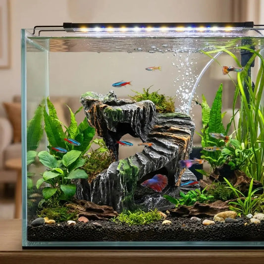 Resin Turtle Basking Platform – Non-Toxic Natural Rock Cave Shelter & Aquarium Decoration for Turtles and Aquatic Reptiles