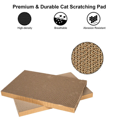 4-Pack Corrugated Cat Scratching Boards – Reversible Cardboard Scratch Pads with Catnip, 16.5 x 10.4 Inches for Indoor Cats