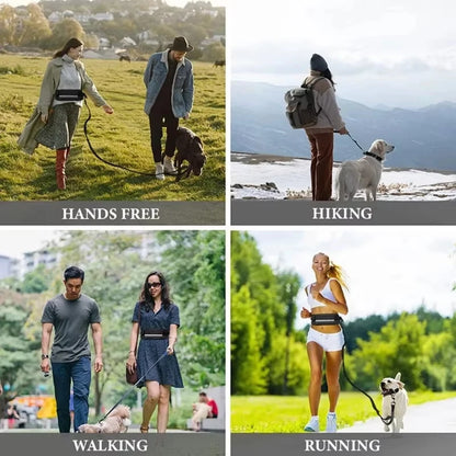 Hands-Free Reflective Dog Leash with Waist Bag – Retractable Elastic Running & Walking Lead for Dogs