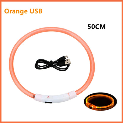 USB Rechargeable LED Glowing Dog Collar – Adjustable Light-Up Safety Collar for Small & Large Dogs and Cats