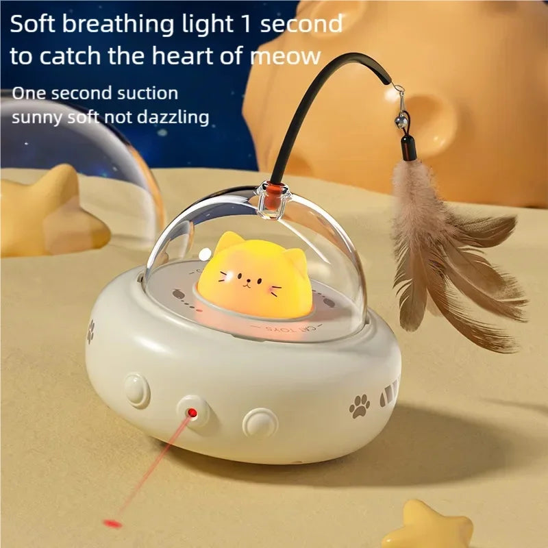 Smart Interactive Cat Toy – USB Rechargeable Automatic Rotating Feather Toy for Indoor Cats & Kittens, Exercise & Training