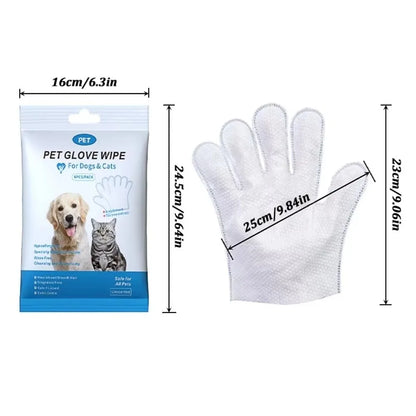 6PCS Pet Cleaning Wipes Gloves – Disposable Deodorizing Paw & Body Bath Wipes for Dogs & Cats