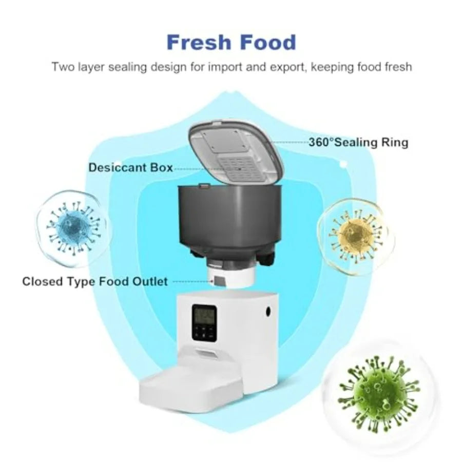 4L Automatic Pet Feeder – Timed Food Dispenser with 10-Second Voice Recorder, Up to 8 Meals Per Day for Cats & Dogs