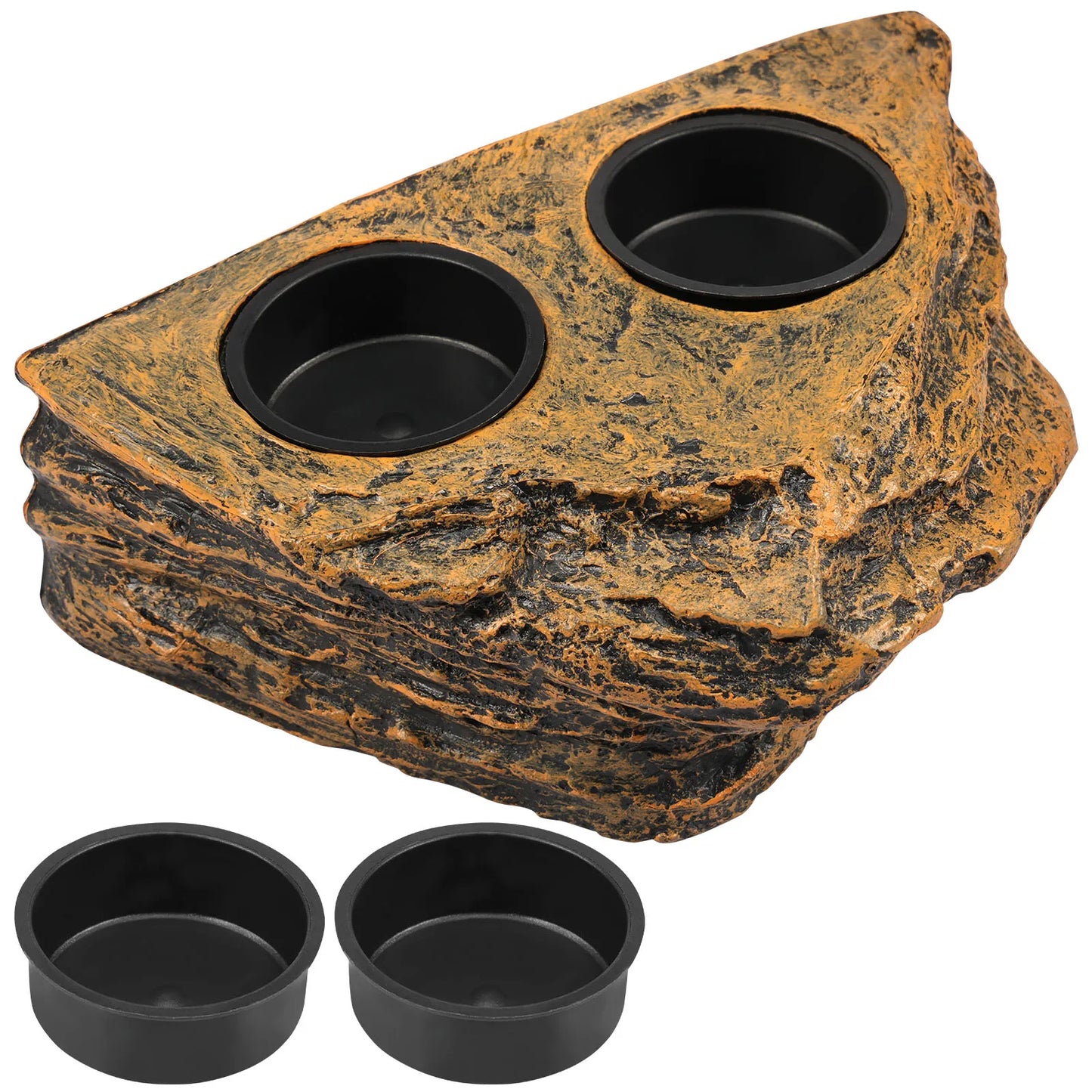 Magnetic Reptile Feeder Ledge – Food & Water Dish with 4 Bowls for Geckos, Lizards, Tree Frogs & Chameleons