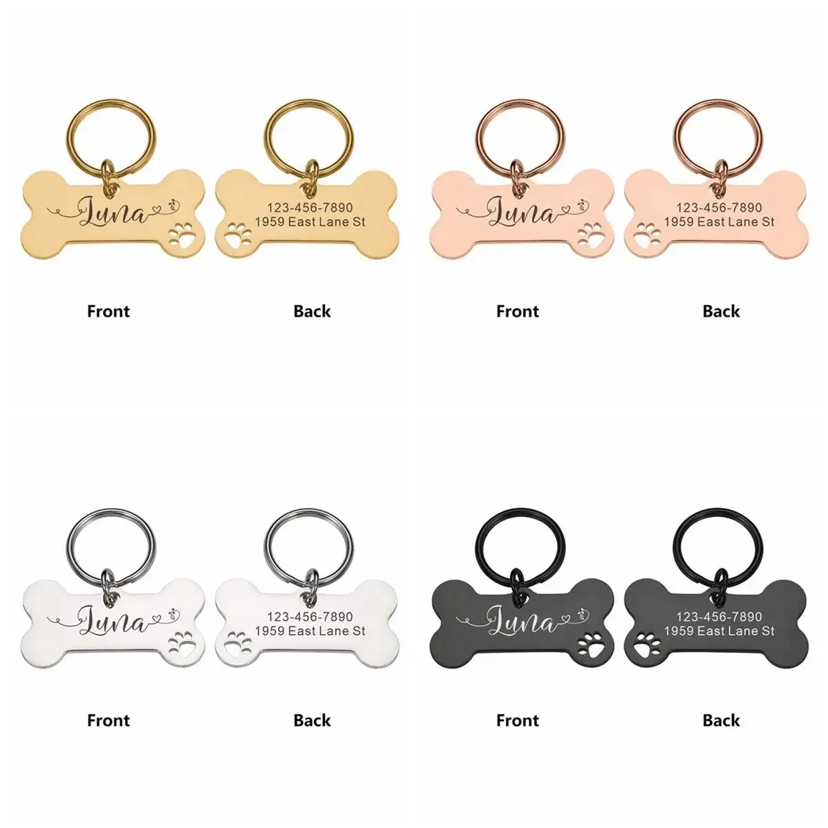 Custom Engraved Dog ID Tag – Personalized Name & Phone Number with Wavy Line Design