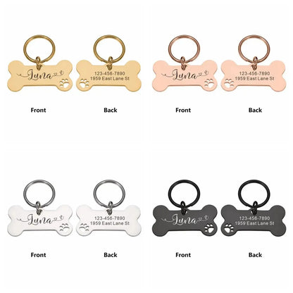 Custom Engraved Dog ID Tag – Personalized Name & Phone Number with Wavy Line Design