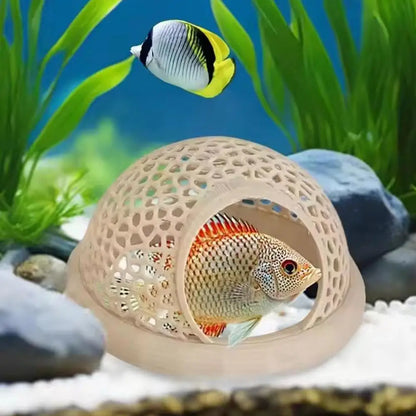 Aquarium Floating Cave Hideout – 3-in-1 Betta Fish & Shrimp Hammock, Feeding Ring & Resting Shelter