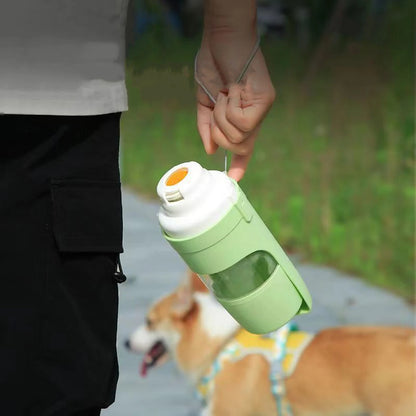 Portable Pet Water & Food Bottle – 2-in-1 Travel Feeder for Dogs & Cats with Storage Container