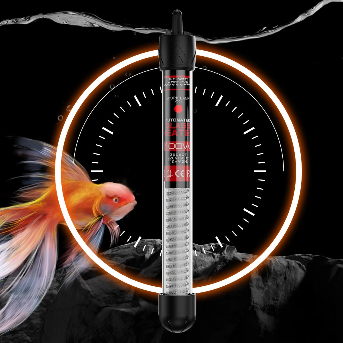 Adjustable Aquarium Heater Rod 25W–300W – Submersible Thermostat Water Heater for Fish Tanks (110V–220V)