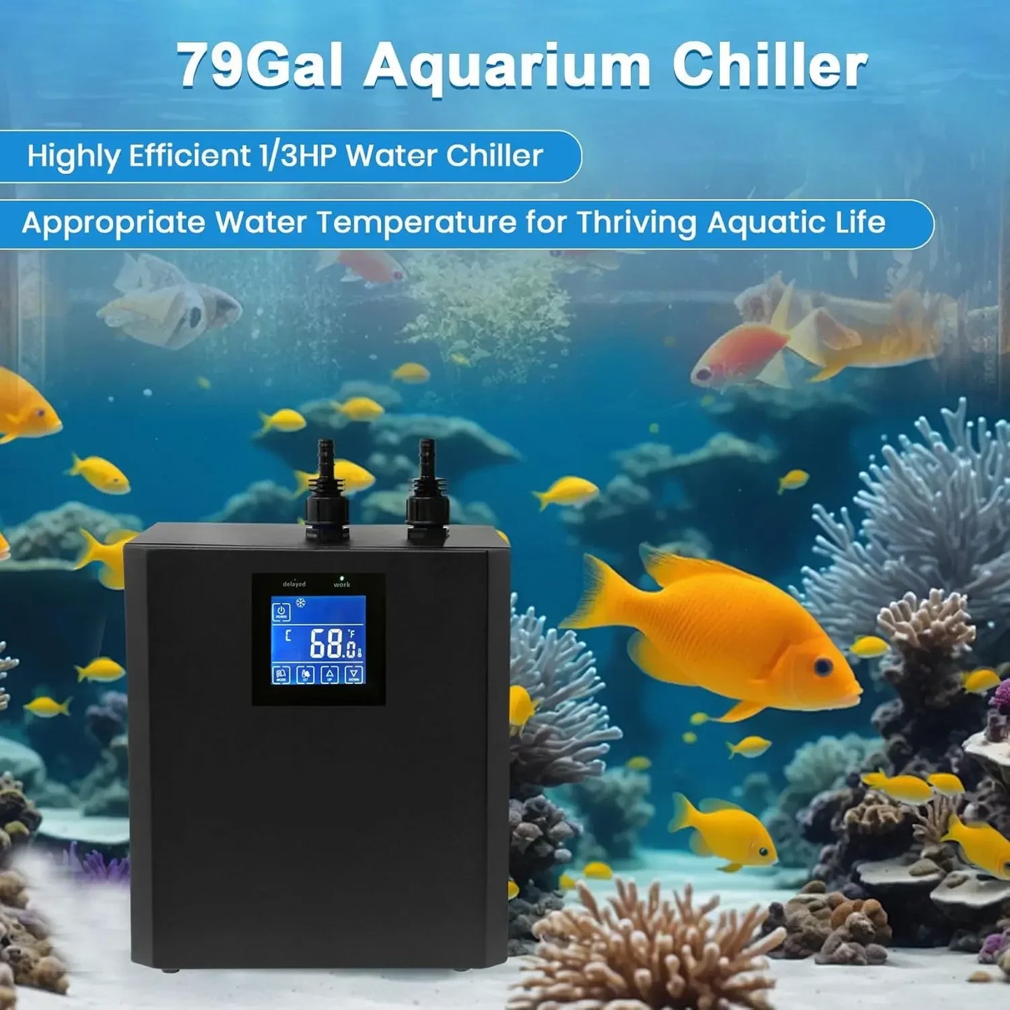 1/3 HP Aquarium Water Chiller – Hydroponic & Fish Tank Cooling System with LED Display for up to 79 Gallons