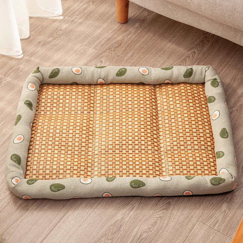 Summer Cat Cooling Sleeping Mat – Breathable Rattan Pet Bed Cushion with Anti-Slip Design for Cats & Small Dogs