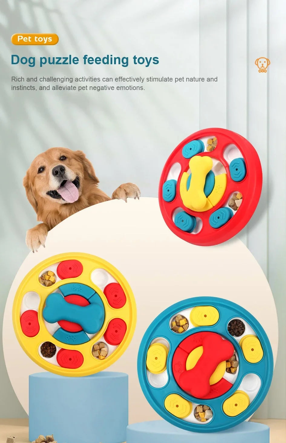 Rotating Slow Feeder Dog Bowl – Bite-Resistant Interactive Puzzle Feeder, Training & Educational Chew Toy for Dogs