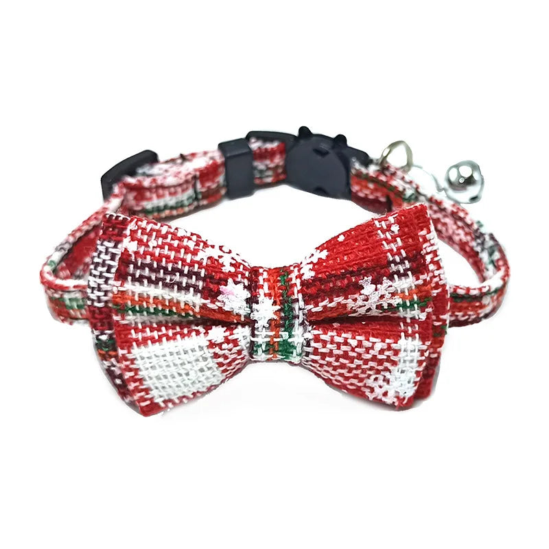 Plaid Breakaway Cat Collar with Bow Tie & Bell – Adjustable Safety Collar for Cats and Kittens