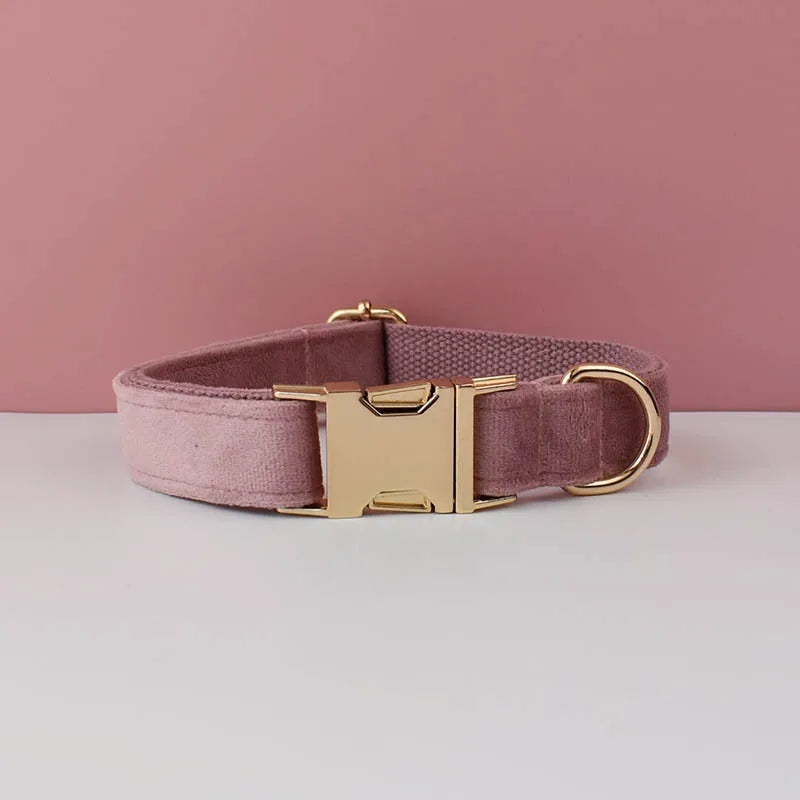 Custom Engraved Velvet Dog Collar and Leash Set – Personalized for Medium & Large Dogs