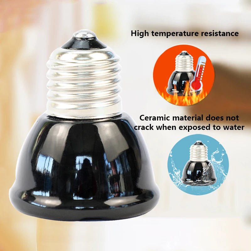Ceramic Heat Emitter Bulb – 25W/50W/75W Pet Heating Lamp for Reptiles, Chicks & Brooders