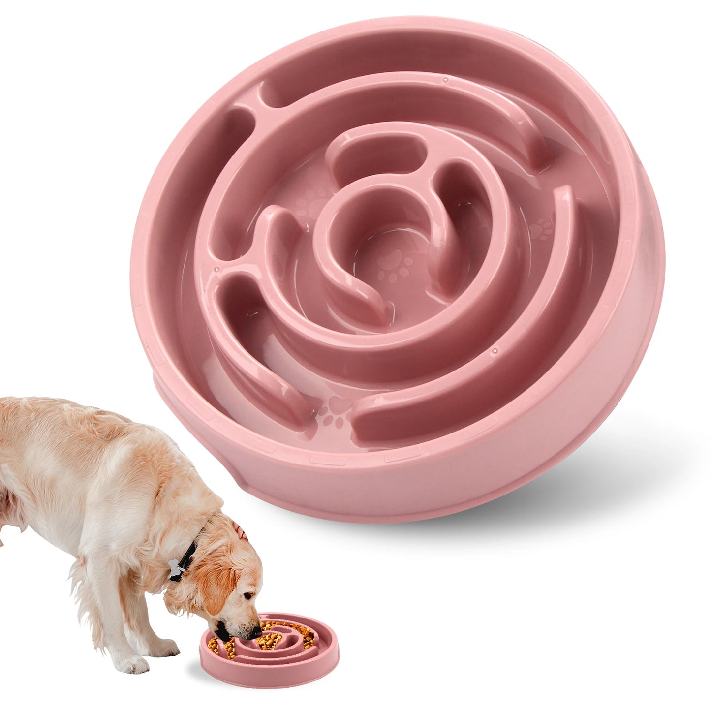 Slow Feeder Dog and Cat Bowl – Non-Slip Anti-Gulping Feeding Dish for Large, Medium & Small Dogs, Puppies and Cats