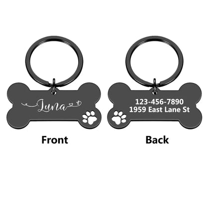 Custom Engraved Dog ID Tag – Personalized Name & Phone Number with Wavy Line Design