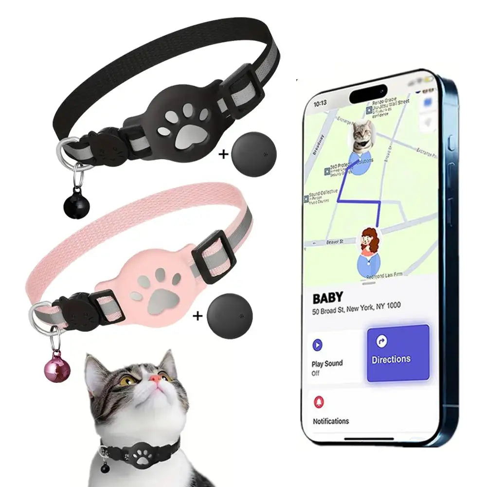 GPS Cat Tracker Collar – Real-Time Bluetooth Pet Tracking Device with Waterproof Reflective Strap & Anti-Lost Alarm for Cats