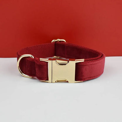 Custom Engraved Velvet Dog Collar and Leash Set – Personalized for Medium & Large Dogs