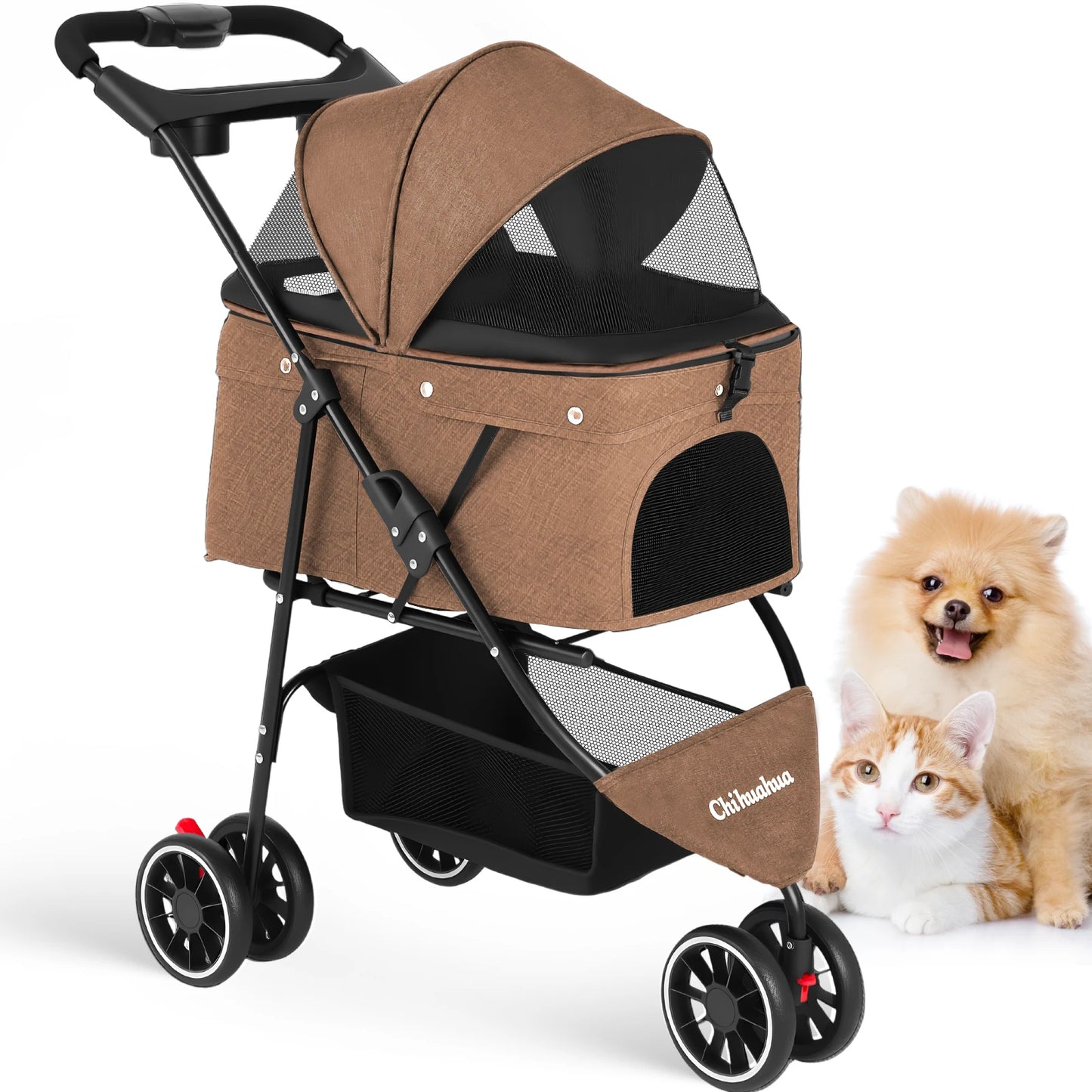Foldable Pet Stroller – Portable Travel Stroller for Small Dogs, Puppies & Cats