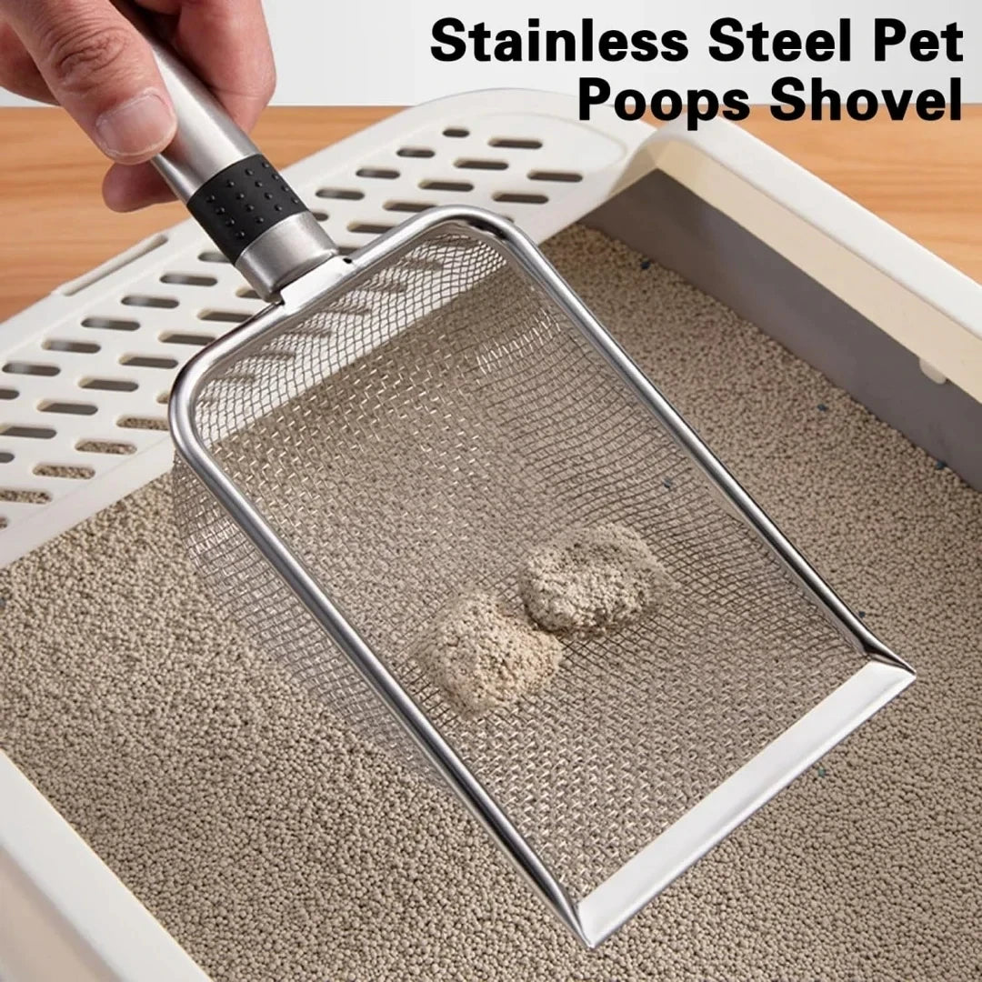 Stainless Steel Cat Litter Scoop – Durable, Rust-Resistant Waste Removal Tool with Ergonomic Handle for Easy Cleaning