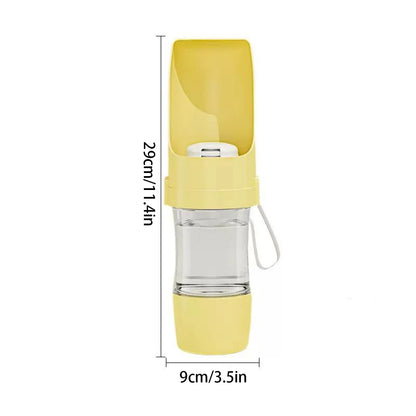 Portable Pet Water & Food Bottle – 2-in-1 Travel Feeder for Dogs & Cats with Storage Container