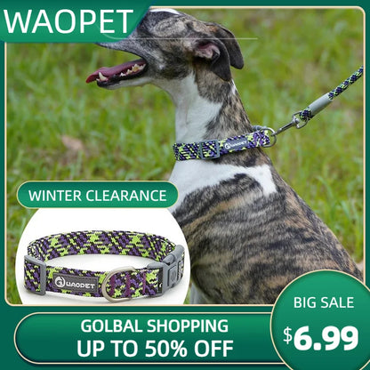 Adjustable Reflective Dog Collar – Durable Nylon Collar for Medium & Large Dogs