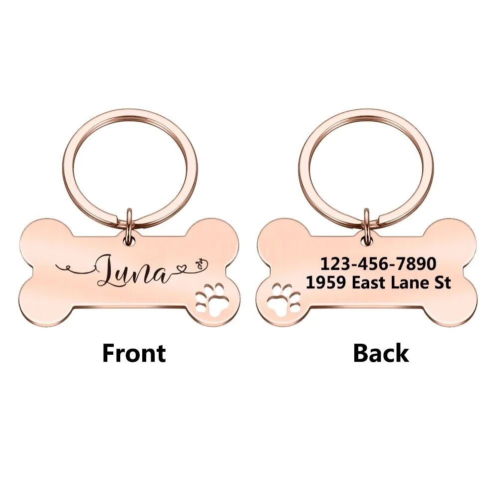 Custom Engraved Dog ID Tag – Personalized Name & Phone Number with Wavy Line Design