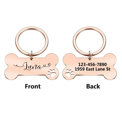 Custom Engraved Dog ID Tag – Personalized Name & Phone Number with Wavy Line Design