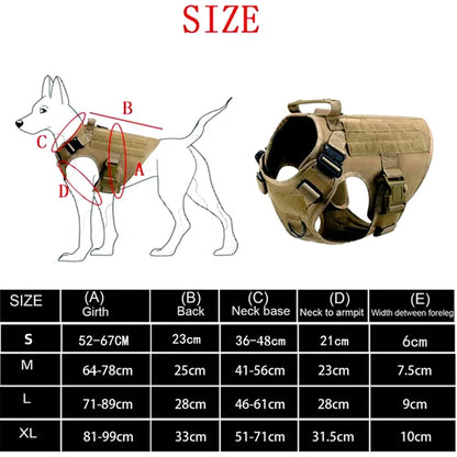 Tactical Dog Harness – Heavy-Duty Adjustable No-Pull Service Vest with Control Handle for Training, Hunting & Walking Large Breed Dogs