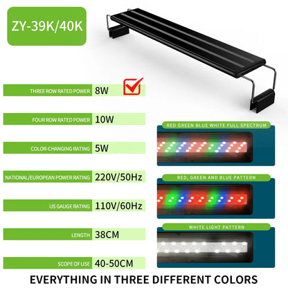 220V  fish tank light LED light stand grass tank red green blue light aquarium lighting four rows of color changeable lights