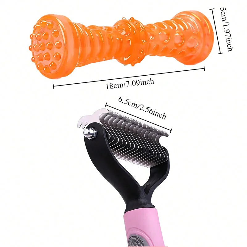 Dematting Comb Deshedding Brush Pet Grooming Tool For Cats Dogs Remove Loose Fur Tangles Pro Hair Care Grooming Accessory