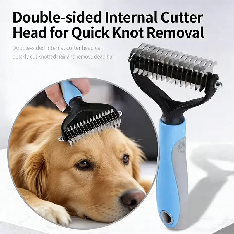 Dematting Comb Deshedding Brush Pet Grooming Tool For Cats Dogs Remove Loose Fur Tangles Pro Hair Care Grooming Accessory