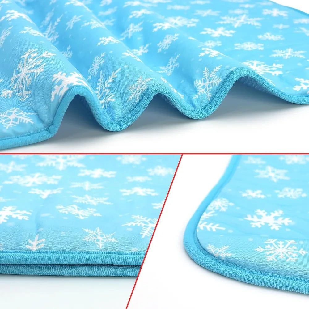 Summer Pet Cooling Mat – Blue Snowflake Cooling Cushion for Dogs, Cats & Kids, Comfortable Heat Relief Pad